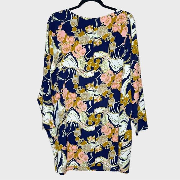 ASOS MATERNITY navy Asian floral print dolman sleeve tunic size 10 - Picture 2 of 5